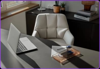 Professional office desk and chair arrangement