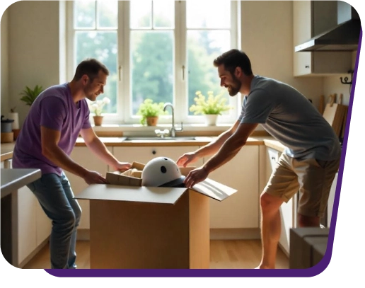 Movers working together on packing