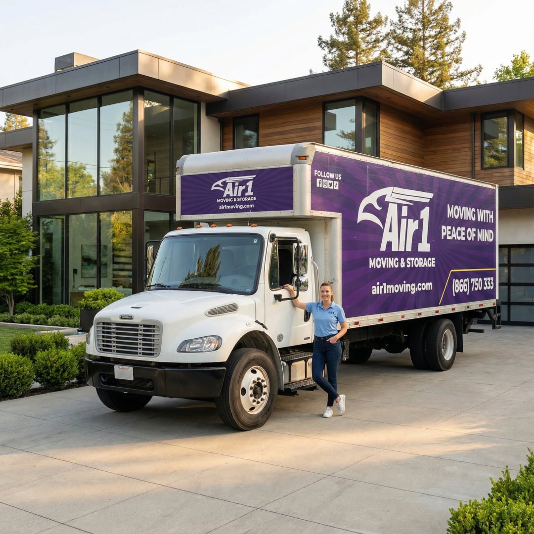 Air 1 Moving & Storage truck with team member
